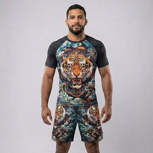 Conjunto de Rashguard Personalizado, Transpirable, de Secado Rápido, Manga Larga, Unisex, para BJJ, Jiu-Jitsu, Grappling, MMA, Entrenamiento No-Gi, 100% Poliéster - Product Image 1