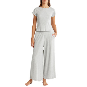 Pijama de algodón puro para mujer, estilo coreano, conjunto de dos piezas con estampado de dibujos animados, cintura elástica, ropa de dormir y descanso. - Product Image 3