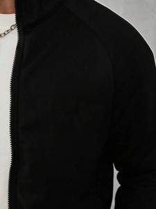 Ensemble survêtement homme noir avec veste zippée et pantalon de jogging, tenue de sport décontractée pour l'hiver, deux pièces - Product Image 2