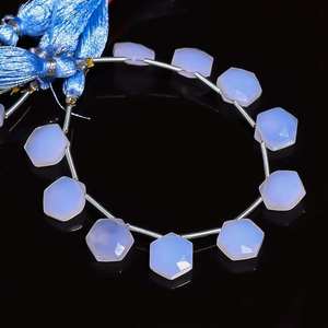 Natural Blue Chalcedony Faceted Hexagon Shape Gemstone <b>Beads</b> 10x11mm Loose Polished Blue Chalcedony <b>Beads</b> For Jewelry Making - Product Image 1