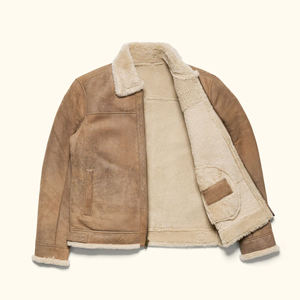 Custom Brand <b>Mens</b> Genuine Leather Shearling Sheepskin <b>Fur</b> Bomber <b>Jacket</b> Waterproof Breathable Winter - Product Image 3