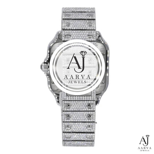 Montre mécanique automatique analogique avec bracelet en acier inoxydable, incrustation de diamants, aiguilles lumineuses, bijou de luxe, cadeau - Product Image 2