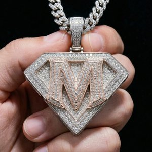 Élégant Pendentif Breloque Glace en Moissanite et Perle d'Eau Douce, en Argent Sterling 925 Plaqué Or et Argent, Bijoux de Créateur Hip Hop - Product Image 6