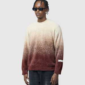 Pull en maille moelleuse à col montant pour l'hiver, vente en gros |   Coloris unis effet ombré |   T-shirt à manches longues pour homme en mohair brossé, séchage rapide, 500g - Product Image 4