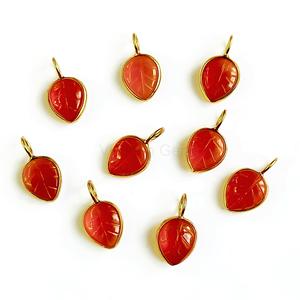 Natural Carnelian Leaf Carved Gemstone <b>Charm</b> With 925 Sterling <b>Silver</b> Custom Jewelry Pendant Wholesale Handmade <b>Charm</b> Jewelry - Product Image 6