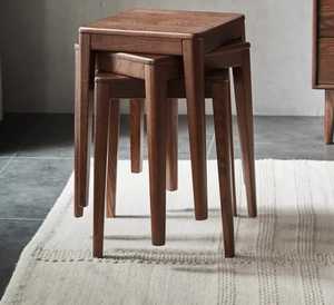 Tabouret rond moderne rembourré, pieds en chêne massif, siège rembourré en tissu, tabouret de salle à manger, tabouret de maquillage minimaliste nordique - Product Image 2