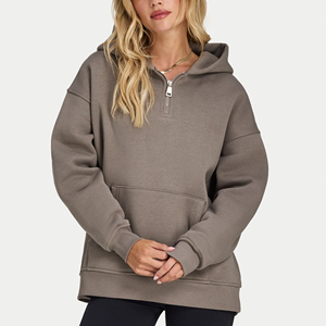 Sweat à capuche de voyage en polaire brossée de haute qualité, coupe oversize, avec masque pour les yeux intégré, vente en gros - Product Image 2