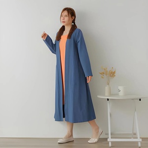 Robe midi en lin biologique pour femme, manches cloche, coupe ample, taille haute, style vintage, coupe trapèze, design personnalisé, grandes tailles, vente en gros, direct usine - Product Image 1