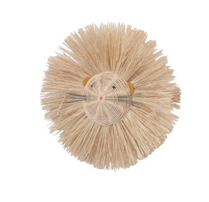 Décoration murale en rotin tressé motif tête de lion style bohème pour chambre d'enfant, en fibres végétales durables, pièce décorative animalière sauvage - Product Image 3