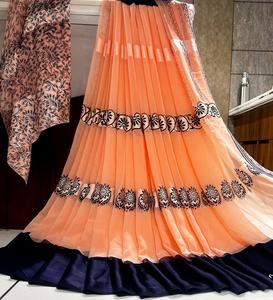 Sari Tradicional de Georgette Satinado con Estampado Digital para Mujer, Prenda Étnica de Secado Rápido, Seis Metros, Blusa Incluida - Product Image 2