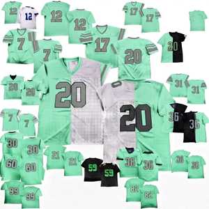 Maillot de football américain respirant personnalisé vert menthe bicolore avec nom du joueur, unisexe, imprimé par transfert thermique, en maille, col en V, séchage rapide - Product Image 1