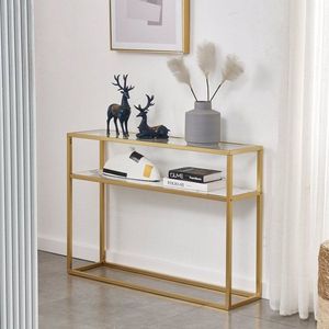 Gold MDF Entryway <b>Console</b> <b>Table</b> Faux <b>Marble</b> Sofa <b>Table</b> for Living Room Elegant Entryway Furniture for Foyer or Entrance - Product Image 4
