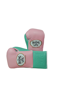 Custom OEM Leather Boxing Gloves Professional Training Sparring Glove Custom Logo Pastel Pink <b>Mint</b> Green Pro Boxing Gloves - Product Image 5