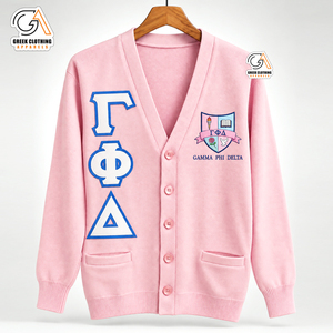 Cárdigan Varsity Extra Largo de Poliéster Casual Gamma Phi Delta de Primera Calidad para Mujer, con Bordado, Cinturón y Personalizable, Antiarrugas - Product Image 4