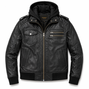 Chaqueta de Motero de Cuero Negra Dean para Hombre, Invierno, Bordada, Resistente al Viento, Transpirable, Ecológica, Antibacteriana, Personalizable - Product Image 6
