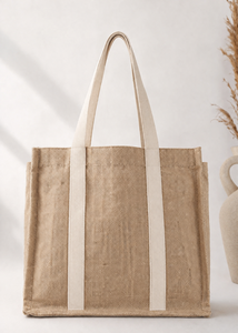 <b>Jute</b> <b>Shopping</b> <b>Bag</b> Woven Grocery Tote <b>Bag</b> with Strap Closure Custom Logo Gift Use - Product Image 4