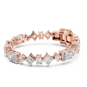 Conjunto de Pulsera de Lujo con Diamantes Cultivados en Laboratorio, Corte Mixto, Chapado en Rodio, Oro Rosa de 18 Quilates, para Uso Diario/Oficina, Bodas, Compromisos, Mujeres - Product Image 1