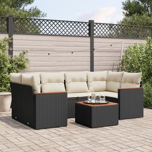 Grand ensemble de canapés de jardin modulaires en rotin PE noir, collection de meubles d'extérieur élégante - Product Image 1
