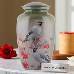 Customized Enamel Print Metal Cremation Urn For Ashes Storage Male Female Pet Wholesale Funeral Supplies Adult Burial Urns <b>Jars</b> - Product Image 1