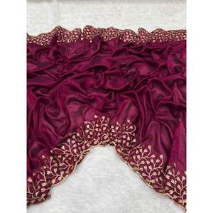 ATRACTIVA VICHITRA SEDA ZARI CON PIEDRA TRABAJO SAREE CON BLUSA DESCOSADA VINO - Product Image 1