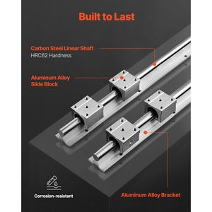 Set di movimento lineare SBR20 da 1500 mm per CNC fai-da-te e automazione, include due guide da 59 pollici e quattro blocchi SBR20UU con componente cuscinetto a nucleo - Product Image 3