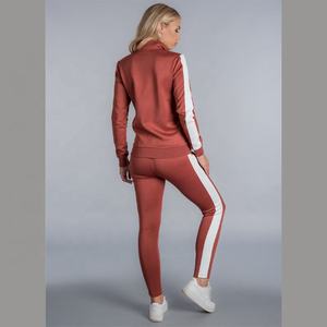 Survêtement personnalisé 100% polyester pour femmes, taille plus, 2 pièces, veste à capuche zippée, pantalon de survêtement ample à jambes droites, vente en gros - Product Image 5