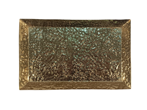 Bandeja de servir rectangular de aluminio fundido estilo antiguo, bandeja decorativa dorada para buffet, para mesa y otomana. - Product Image 5