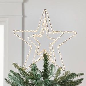 Adorno de estrella de alambre hecho a mano para la punta del árbol de Navidad, estrella con marco de metal para luces LED, decoración brillante para el árbol de Navidad en casa. - Product Image 2