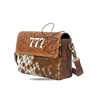 Vintage Tooled Leather Crossbody Handbags Cowhide Hair On Hide Sling <b>Bag</b> Western <b>Mini</b> Purse 2026 Customized Leather <b>Bags</b> - Product Image 2