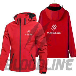 Chaqueta Cortavientos para Hombre Bloodline, Manga Larga, con Capucha, para Exteriores, Todas las Temporadas, Logotipo Estampado en la Parte Delantera, Gris - Product Image 4