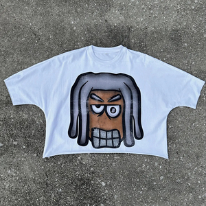Cartoon Graphic Crop T Shirt Women Oversized Streetwear <b>Y2K</b> Printed Crop <b>Top</b> Custom Logo Tee - Product Image 4