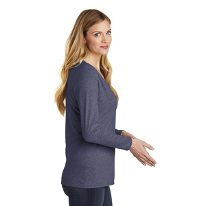 Camiseta de Manga Larga con Cuello en V para Mujer, Color Sólido, Tejido de Algodón y Elastano, Ropa Casual para Todas las Temporadas, Corte Regular - Product Image 1