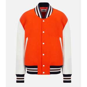 Nouvelle Vente Chaude Hiver Blouson de Baseball Universitaire Style Urbain Coupe-Vent avec Patchs Brodés en Chenille et Manches en Cuir Véritable - Product Image 1