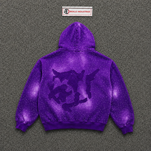Sudadera con Capucha Morada Oversize para Hombre, Estampado de Puntos, Poliéster, Felpa Francesa, Corte Regular, Estilo Casual, para Otoño, Venta al por Mayor, Elegante, RHINE - Product Image 6