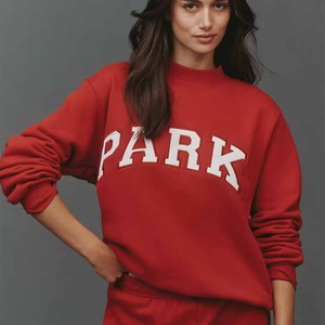 Parke OEM Women's Heavyweight <b>Mock</b> <b>Neck</b> Sweatshirt Custom Chenille Embroidery Cotton Fleece Oversized Pullover Factory Supplier - Product Image 2