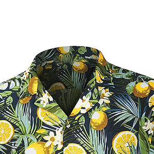 Mens Button Down Floral Shirt Relaxed Fit Tropical Print Vacation Shirt Lightweight Cotton Manufacturer OEM - Product Image 2