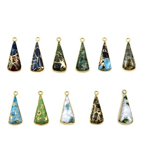 Pendentif fantaisie en turquoise de Mohave, forme poire, serti clos, plaqué or, plusieurs tailles, pour la création de bijoux fins DIY, mode féminine - Product Image 1