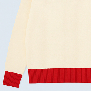 custom |Delta| sorority DST ivory and Red Varsity <b>Cardigan</b> Sweater for Men and Women Custom Letter Embroidery Knit Button up - Product Image 5