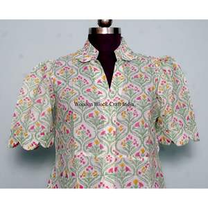 Women's Cotton Block Floral Printed V-Neck Midi <b>Dress</b> Short Sleeve Boho <b>Weddings</b> Casual Party Wear Bikini Cover up Lace up <b>Dress</b> - Product Image 2