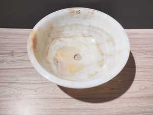 Natural White Onyx Flower Shaped Sink Handmade <b>Stone</b> Vessel Basin for Luxury Bathroom Hotel Vanity Wholesale Supplier - Product Image 2