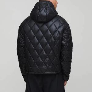 เสื้อแจ็คเก็ตพัฟเฟอร์แบบมีฮู้ดกันน้ำสำหรับผู้ชาย แบบกลับด้านได้ ไซส์ใหญ่ ผ้ามันเงา คุณภาพระดับโรงงาน ขนห่านสีขาวเงา - Product Image 6