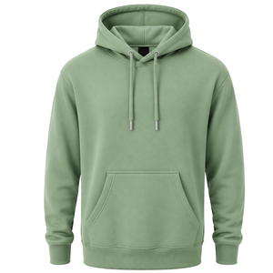 เสื้อฮู้ดผู้ชายสีเขียวเซจแบบสั่งทำพิเศษ แขนยาว ทรงปกติ ผ้าฟลีซ มีเชือกผูกฮู้ด กระเป๋าจิงโจ้ ชุดกีฬา - Product Image 1