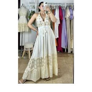 Vestido Maxi Kyra de Alta Calidad para Mujer, Estampado Floral a Mano, Estilo Bohemio, Algodón, Atuendo de Verano, Mangas Abullonadas - Product Image 3