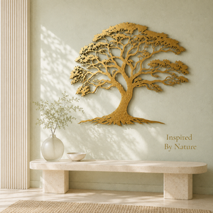 Décoration murale contemporaine en fer Tree Life |   Sculpture d'arbre en métal doré, inspirée de la nature, pour anniversaire, décoration botanique suspendue pour salon et maison - Product Image 4