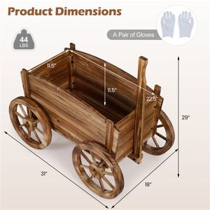 Carrito de Madera Vintage para Macetas con Capacidad para 44 Libras, con Orificio de Drenaje para Plantas de Interior y Exterior, Soporte Versátil para Macetas - Product Image 2