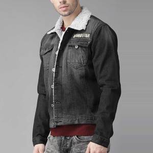 Nouvelle Veste en Jean Décontractée Noire pour Homme en Coton Lavé à Pois, Col Montant, Écologique, Brodé, Réversible et Respirant - Product Image 5