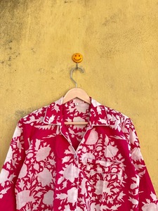 Conjunto de Pijama Casual de Algodón con Estampado Floral para Mujer, Manga Tres Cuartos, Cuello Camisero, Ropa de Dormir Informal, Cintura Media, Largo hasta la Rodilla - Product Image 5