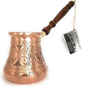 Cafetera Turca Árabe Clásica, Cezve de Metal Grabado con Mango de Madera para Preparar Café Tradicional en Casa, Decorativa - Product Image 1
