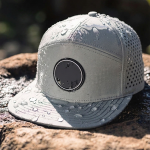 Custom PVC Rubber Patch 7 Panel Waterproof Performance Sports <b>Cap</b> with Laser Cut Perforated Back Golf Hat for <b>Men</b> - Product Image 1