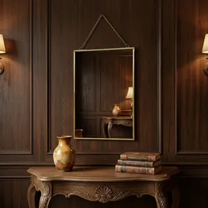 ARTISAN DESIGN Luxury wall <b>mirror</b> brass <b>mirror</b> brass finish Brass Wall <b>Mirror</b> With Chain <b>Hanging</b> Decorative Framed - Product Image 5